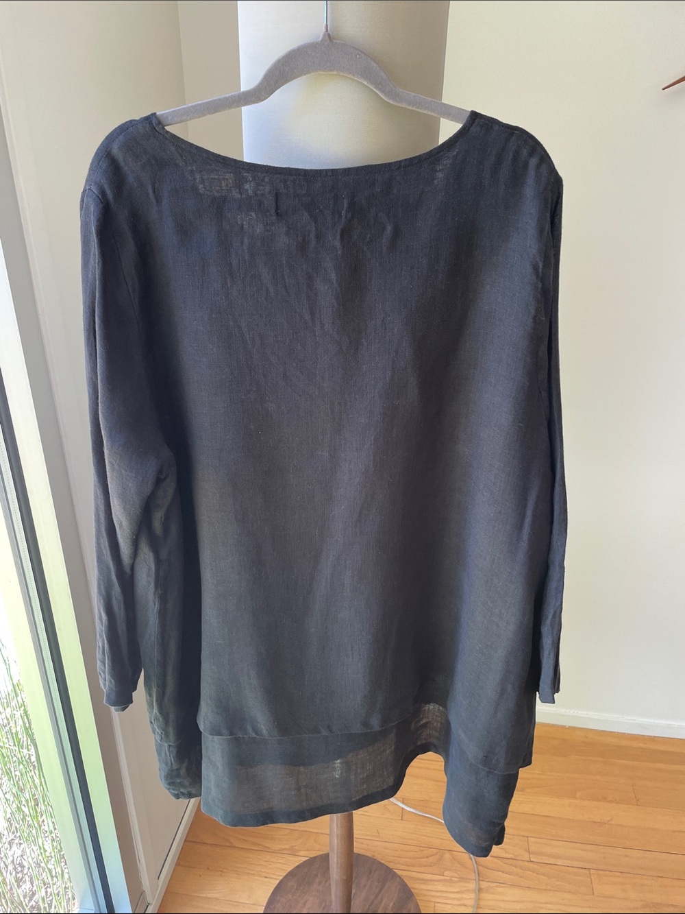 Crown Linen Designs Black Linen Layered Tunic - Picture 3 of 4